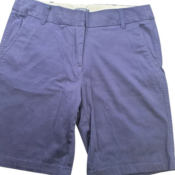 Izod Womens Solid Navy Blue Chino Shorts 10 Casual Stretch Cotton Preppy - Picture 1 of 8